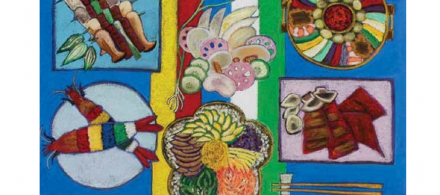 ■갤러리/한식문화미술전시회  눈으로 즐기는 한식의 맛  한식문화미술공모전 최우수상 ‘닭의 해, 책거리, 연밥’